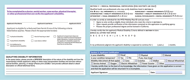 A collage of medical certification form questions